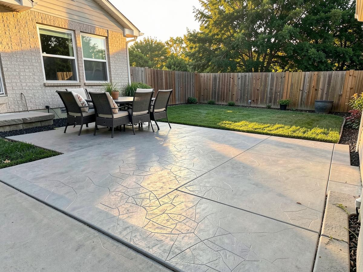 Stamped backyard patio
